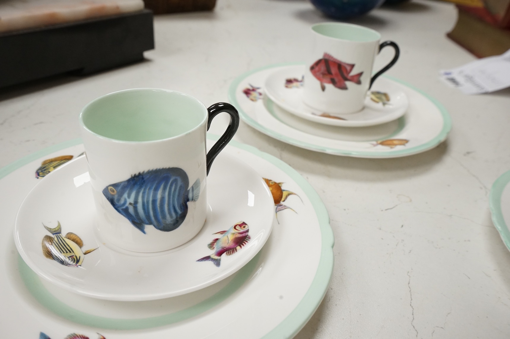 Shelley for the Rowland Ward Nairobi store, an exotic fish design part dinner and coffee service, original retail receipt